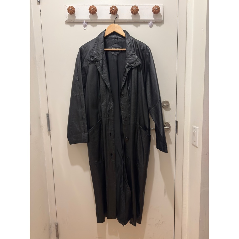Pelle Leather Trench Coat Black